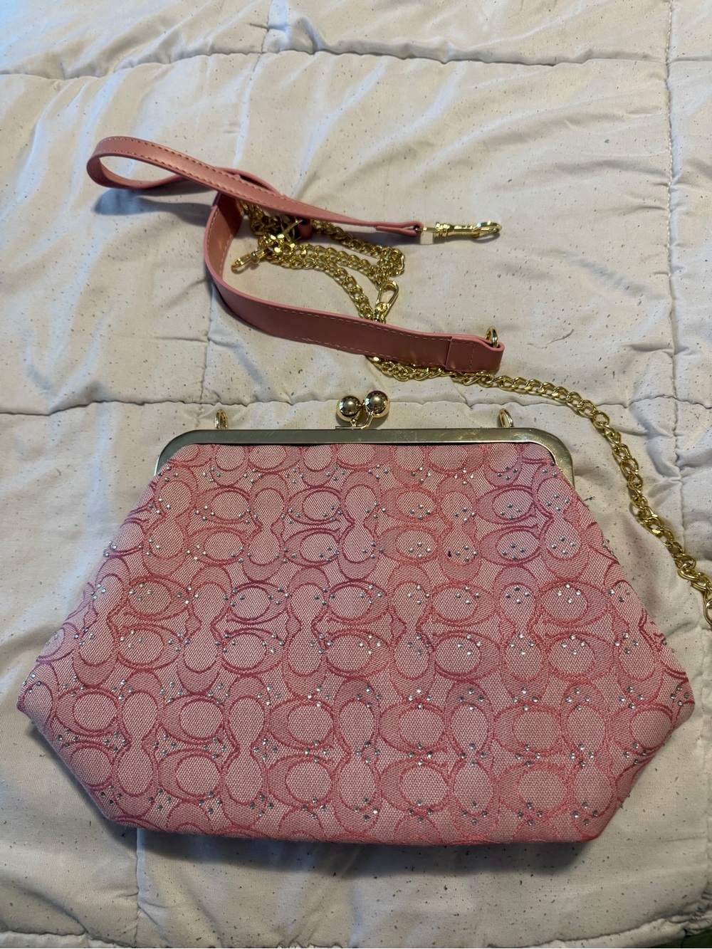 Elegant Pink Chain Clutch Bag